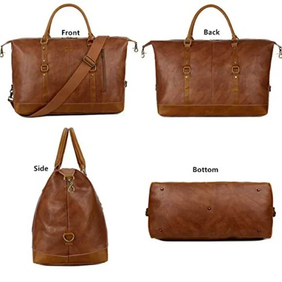 Vegan Leather Travel Duffel Tote Weekender Bag Oversized Carry-On Spacious - Picture 5 of 8